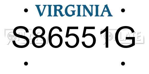 S86551G Virginia License Plate