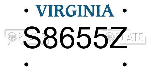 S8655Z Virginia License Plate