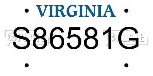 S86581G Virginia License Plate