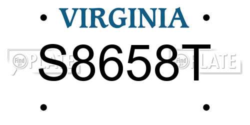 S8658T Virginia License Plate