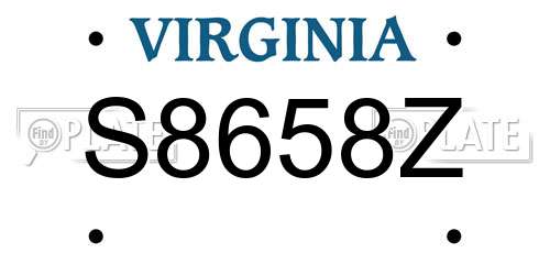 S8658Z Virginia License Plate