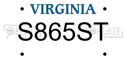 S865ST Virginia License Plate