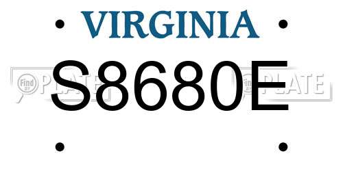 S8680E Virginia License Plate