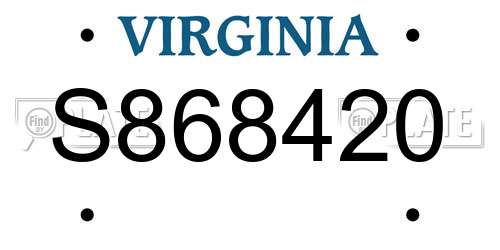 S868420 Virginia License Plate
