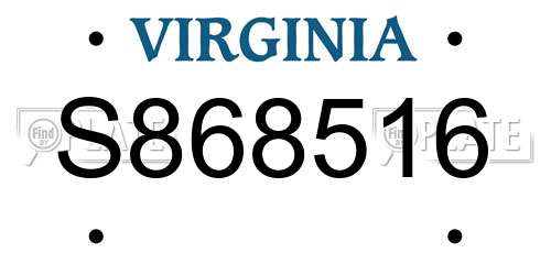 S868516 Virginia License Plate