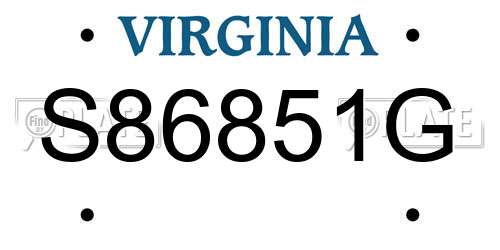 S86851G Virginia License Plate
