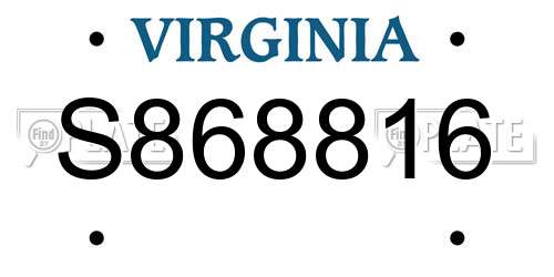 S868816 Virginia License Plate