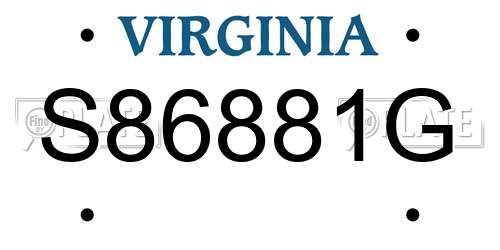 S86881G Virginia License Plate
