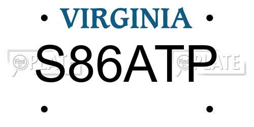 S86ATP Virginia License Plate