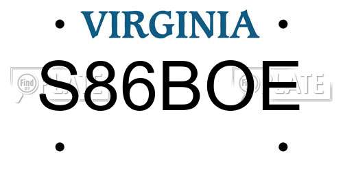 S86BOE Virginia License Plate