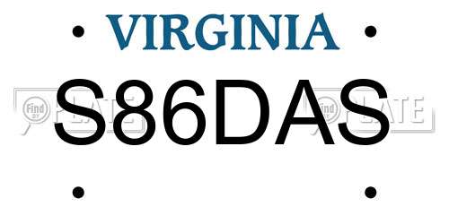 S86DAS Virginia License Plate