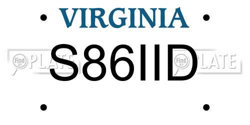 S86IID Virginia License Plate