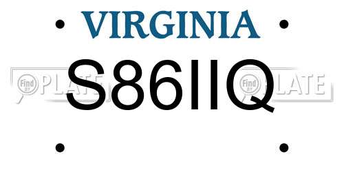 S86IIQ Virginia License Plate