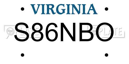 S86NBO Virginia License Plate