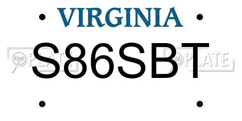 S86SBT Virginia License Plate