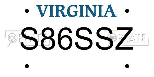 S86SSZ Virginia License Plate