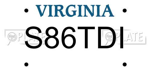 S86TDI Virginia License Plate