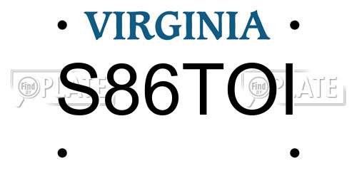 S86TOI Virginia License Plate