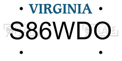 S86WDO Virginia License Plate