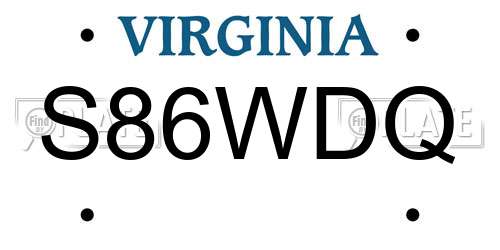 S86WDQ Virginia License Plate
