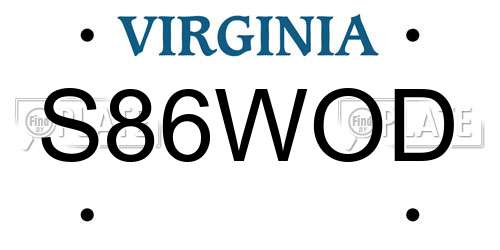 S86WOD Virginia License Plate