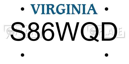 S86WQD Virginia License Plate