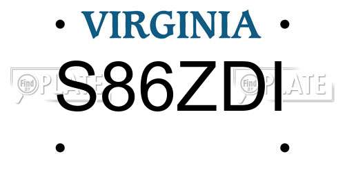 S86ZDI Virginia License Plate