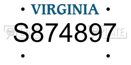 S874897 Virginia License Plate