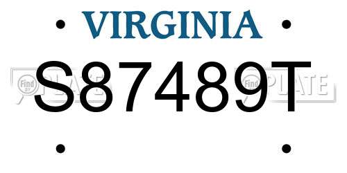 S87489T Virginia License Plate