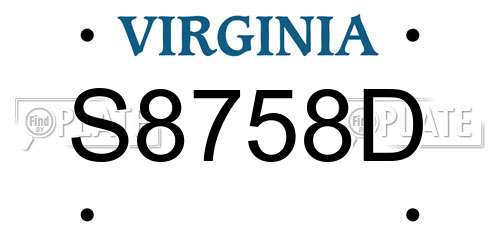 S8758D Virginia License Plate