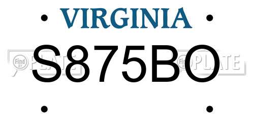 S875BO Virginia License Plate