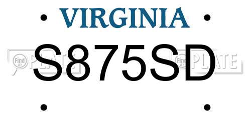 S875SD Virginia License Plate