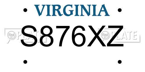 S876XZ Virginia License Plate