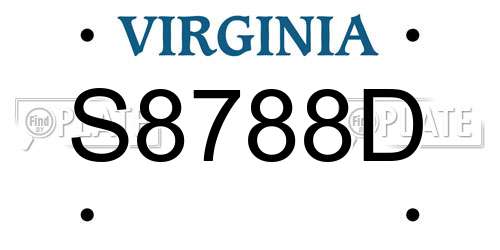 S8788D Virginia License Plate