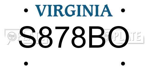 S878BO Virginia License Plate