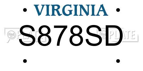S878SD Virginia License Plate