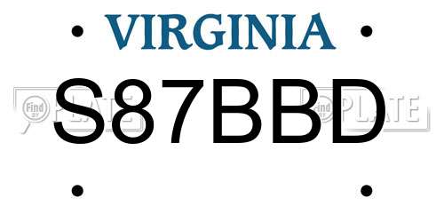 S87BBD Virginia License Plate