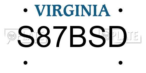 S87BSD Virginia License Plate