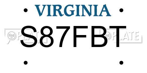 S87FBT Virginia License Plate