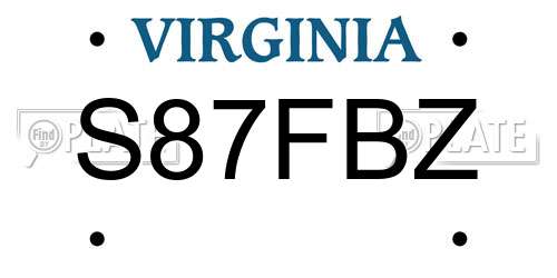 S87FBZ Virginia License Plate