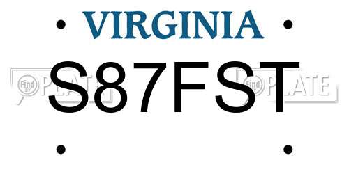 S87FST Virginia License Plate
