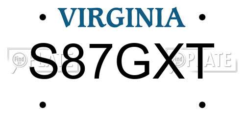 S87GXT Virginia License Plate