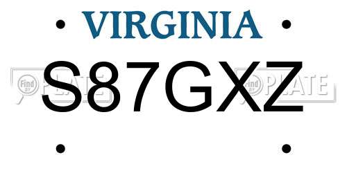 S87GXZ Virginia License Plate