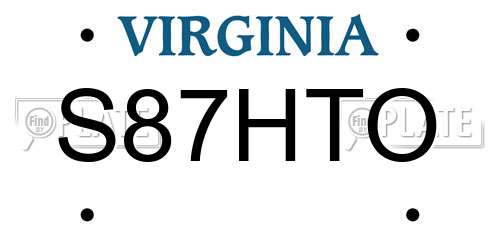S87HTO Virginia License Plate