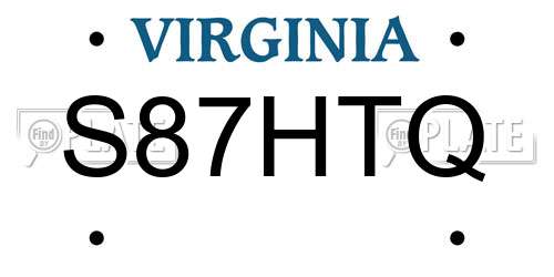 S87HTQ Virginia License Plate