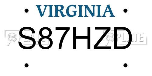S87HZD Virginia License Plate