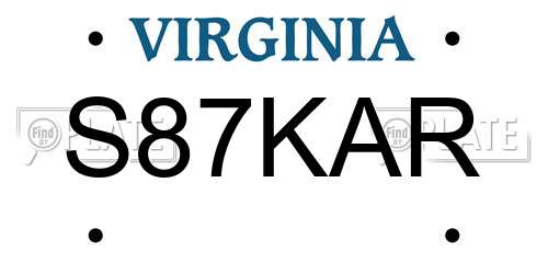 S87KAR Virginia License Plate