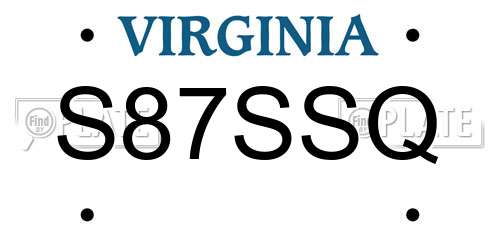 S87SSQ Virginia License Plate