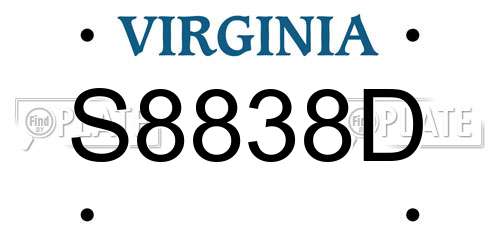 S8838D Virginia License Plate