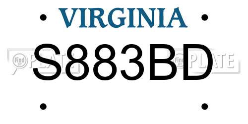 S883BD Virginia License Plate